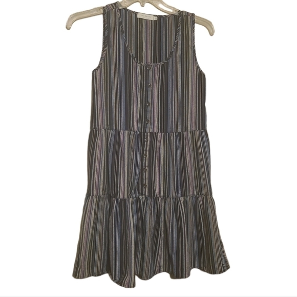 Mododoc | Women's Sandcastle Stripe Tiered Ruffle Mini Dress (Size Small) - Picture 2 of 12